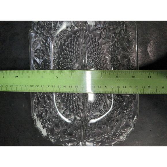 Indiana Glass Pineapple Floral Platter,‎ Depression Glass Tray, 11.5" X 7.5, Vtg - Picture 9 of 10